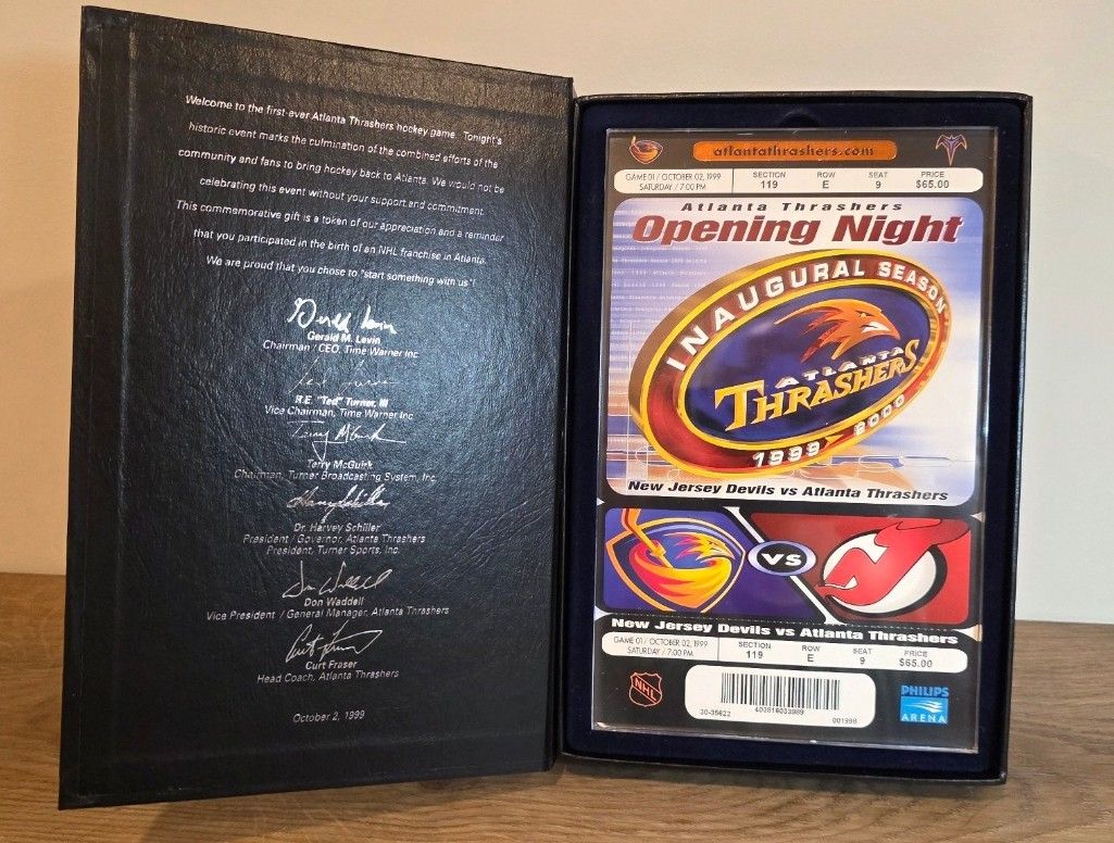 Atlanta Thrashers Inaugural Game Ticket From 10/2/1999 at Philips Arena