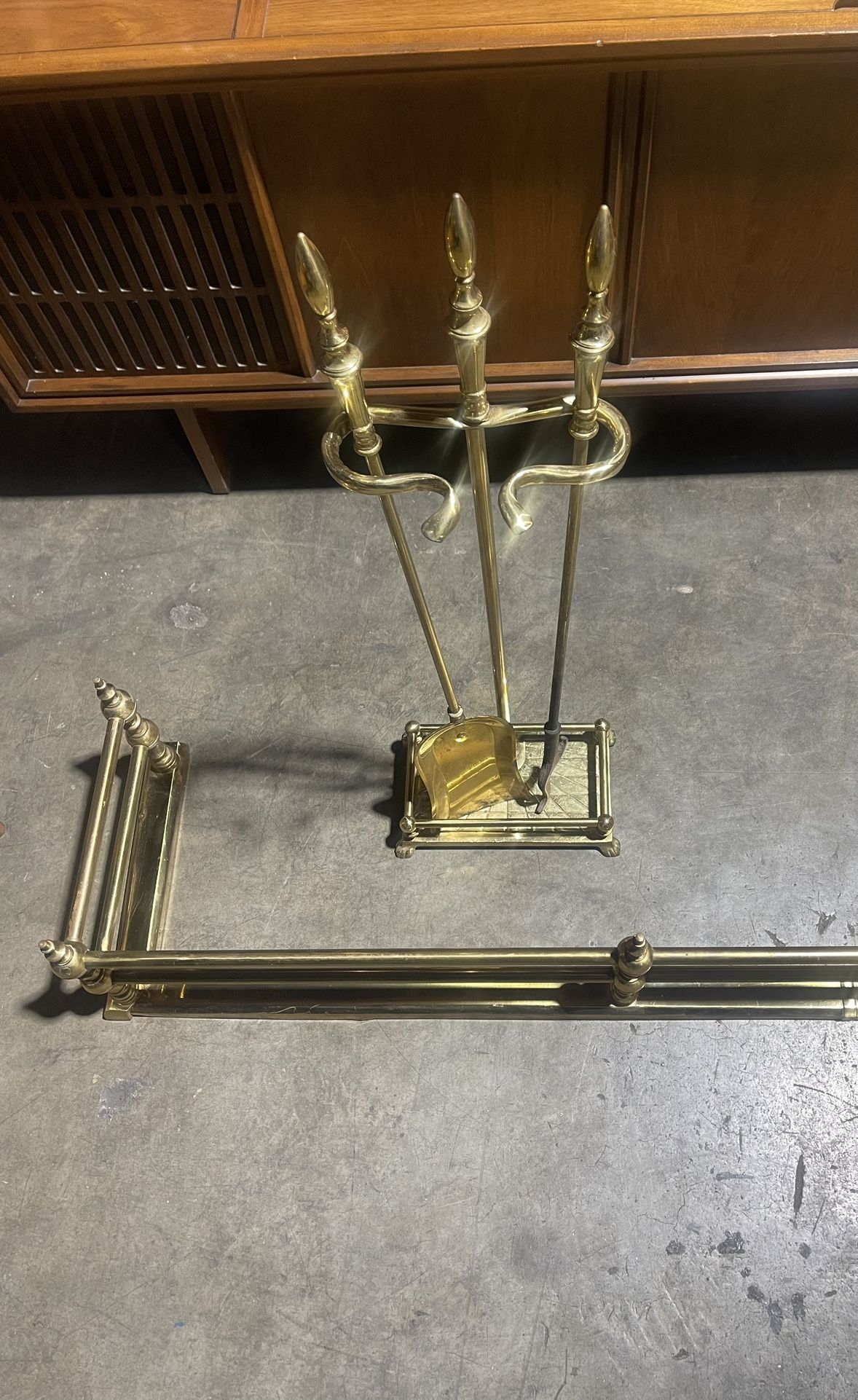 Vintage Fireplace Fender And Tools