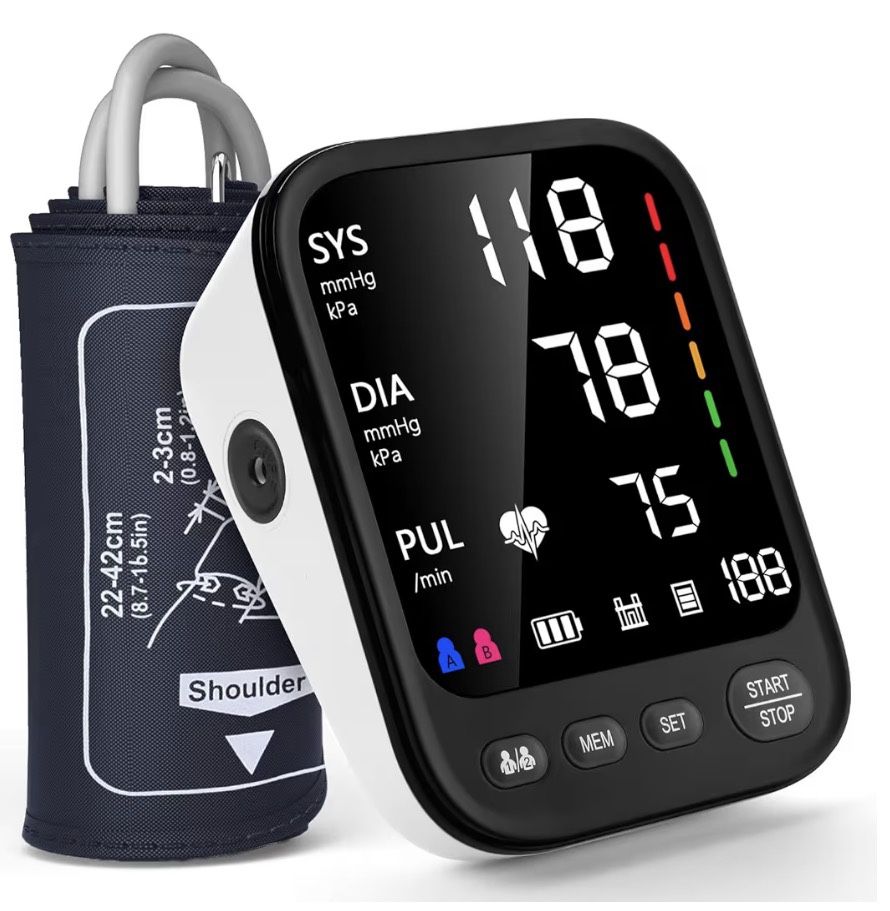 Blood Pressure Machine [NEW], Automatic Upper Arm Blood Pressure Monitor with 2x199 readout, 4.5 inch Backlit Large Screen Adjustable Large Cuff 9 to 