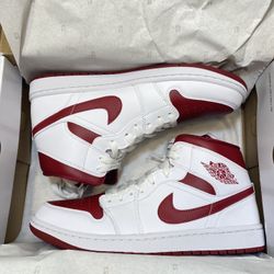 Jordan 1 Mid “white Pomegranate” Size 10.5/12 Wmns 