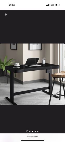 Brand New Babin Adjustable Glass Top Metal Base Standing Desk By Upper Square
