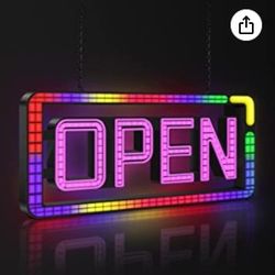 Anruzon Neon OPEN Sign for Business, LED Large Open Sign - 16 RGB Mode Lights and 4 General Programmable Modes - Barber Pizza Bar Open Sign with Remot