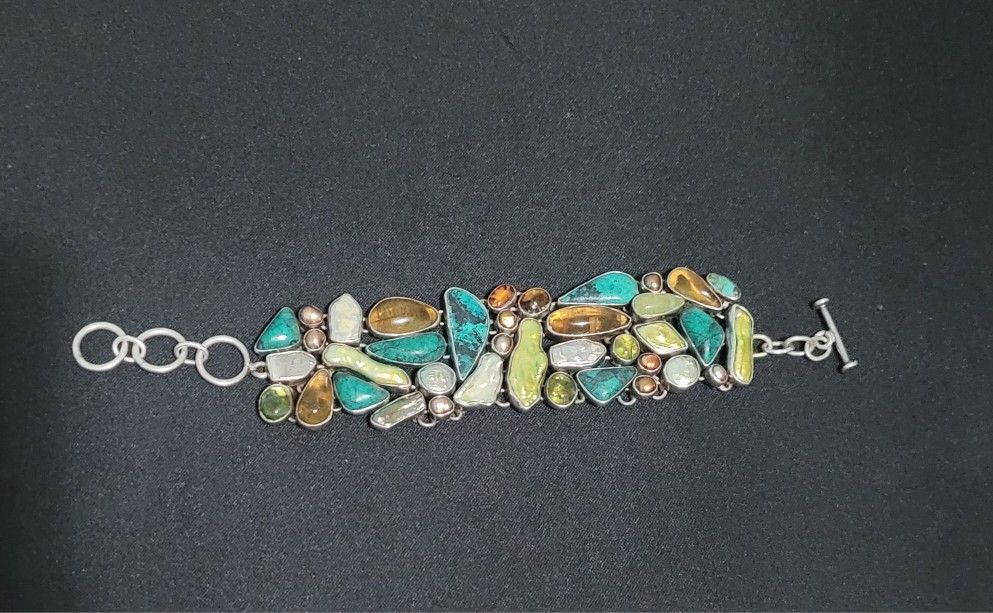 Silver Bracelet With River Stones