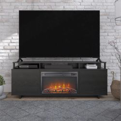 Ameriwood Home Carson Fireplace TV Stand for TVs up to 65", Black Oak