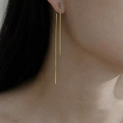 Gold-colored Tassel Chain Clip-on Earrings
