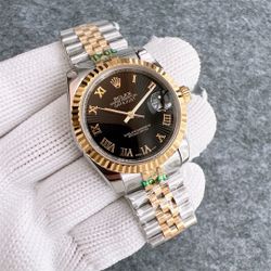 ROLEX DATEJUST 16013 36MM BLACK ROMAN DIAL WITH TWO TONE JUBILEE BRACELET