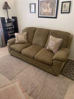 Olive Green Three-Seat Sofa