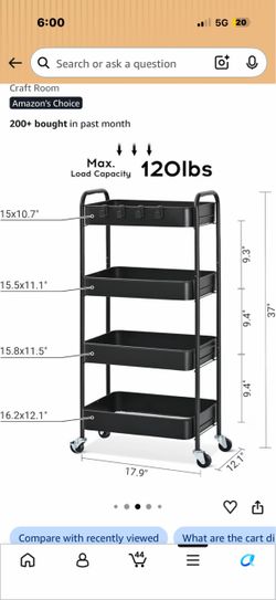 Black rolling Beauty/Salon Cart