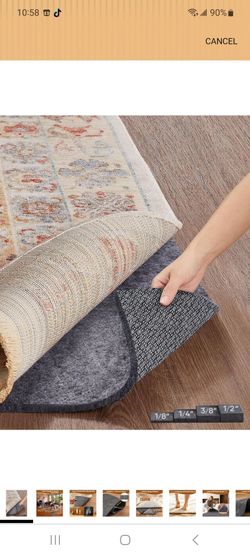 Veken Non Slip Cushioned Rug Pad Gripper, Felt and Silicone Backing, 9 x 12 Ft, 1/4 inch Thick Carpet Liner Protector Mat for Area Rugs and Hardwood F