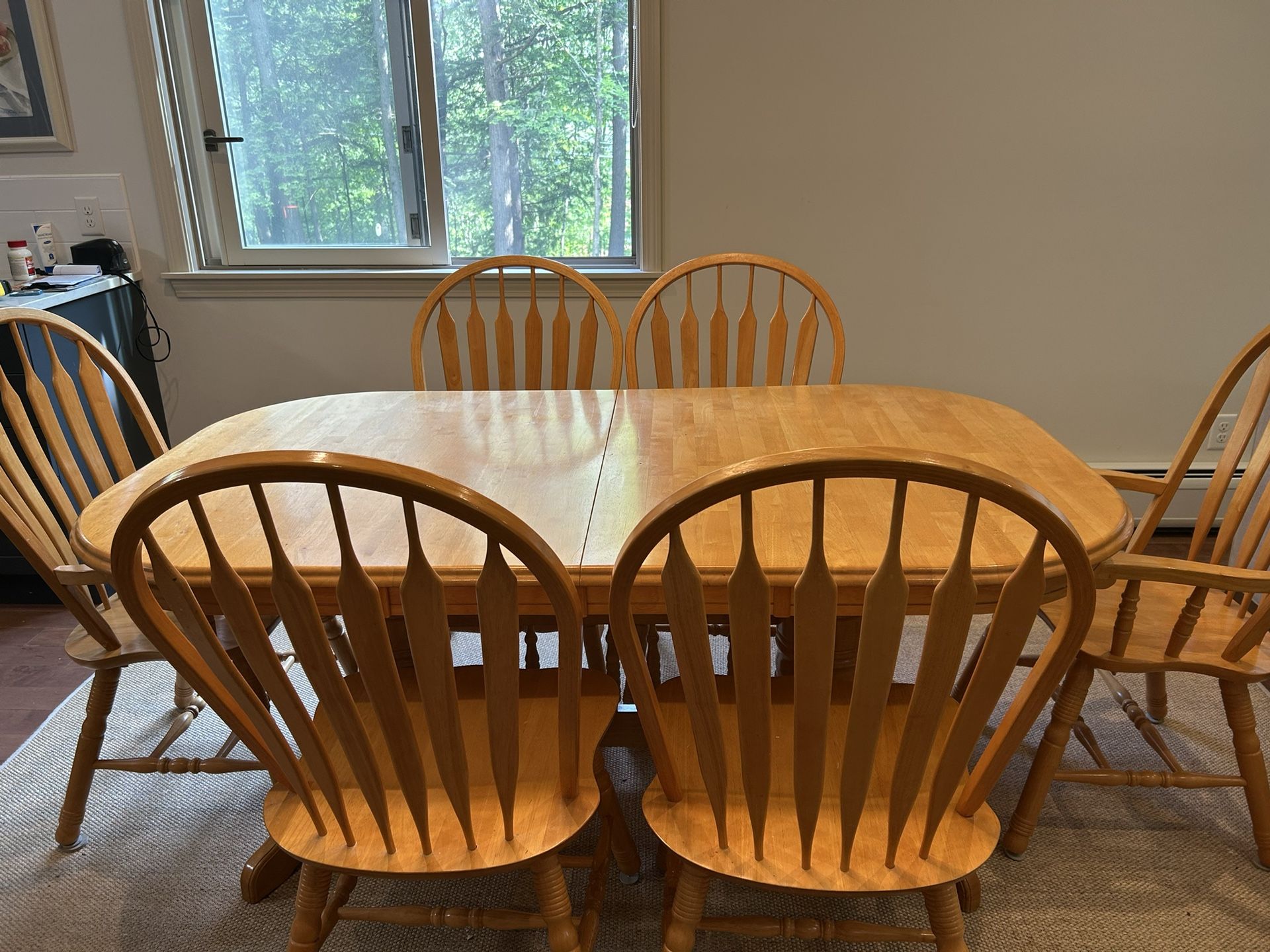 Rosalind Wheeler Cleaston Extendable Trestle Table With 8 Chairs