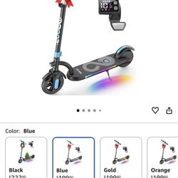 Gyroor H40 Kids Electric Scooter, 180W Motor, Up to 10 MPH, LED Display & Colorful Lights, Adjustable Height, for Boys & Girls Ages 8-12, Great Birthd