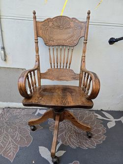 Swivel Caster Wheel Wood Chair