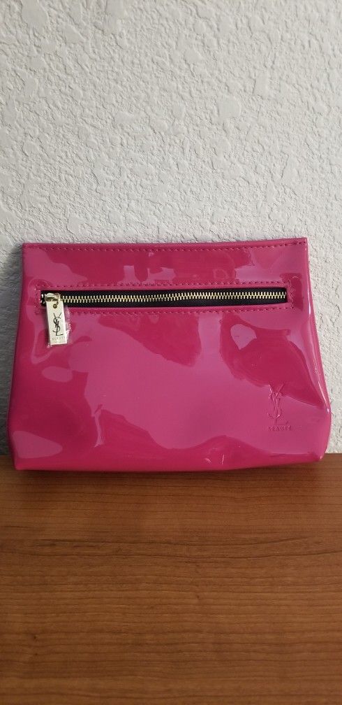 *YSL* Yves Saint Laurent Beaute Pink Patten Leather Makeup Bag