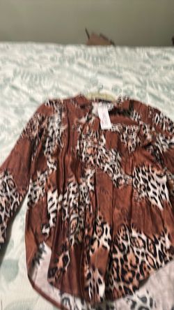 Rust leopard print blouse brand new never worn