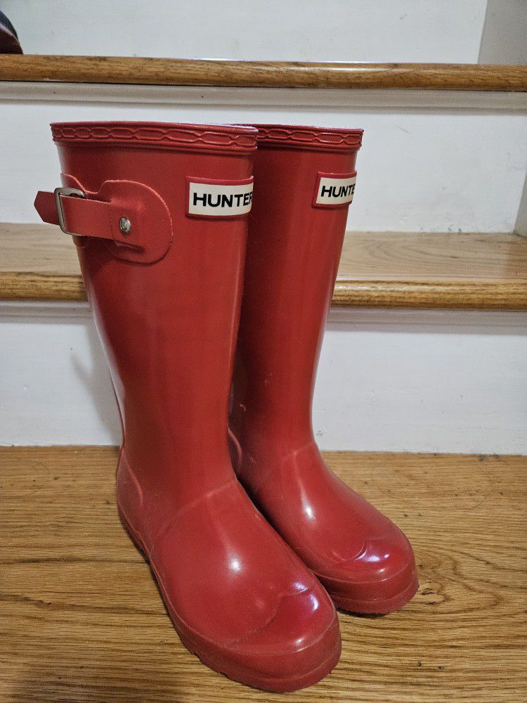 Size 1 Kids Red Hunter Rain Boots