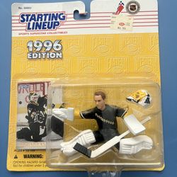 Vintage 1996 Starting Line Up, Tom Barrasso Pittsburgh Penguins Goalie hockey figure, new in pack 