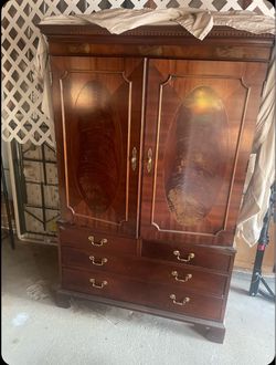 TV Stand for Sale – Wood, Brown, Hidden Storage