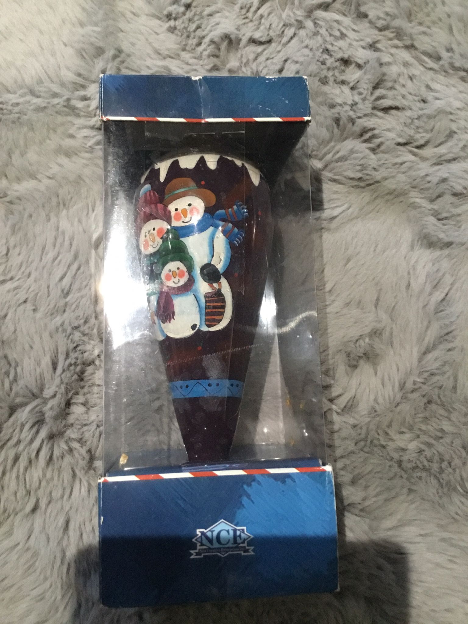 Hand Painted Large Glass Snowman Ornament In Box