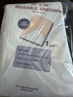 Bundle of 2 New Heavy Duty, Reusable 34x36” Underpads or Bed Pads. Washable!