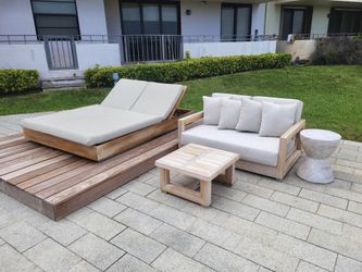 Luxury Teak 4-Piece Outdoor Set (Double Daybed, Loveseat, Tables)