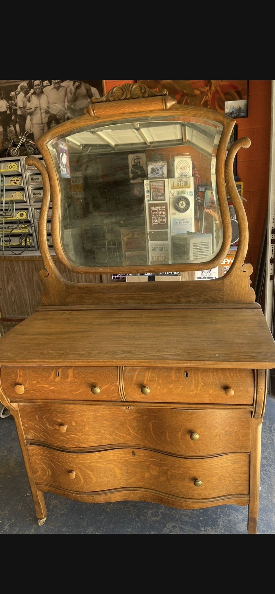 Antique dresser and mirror
