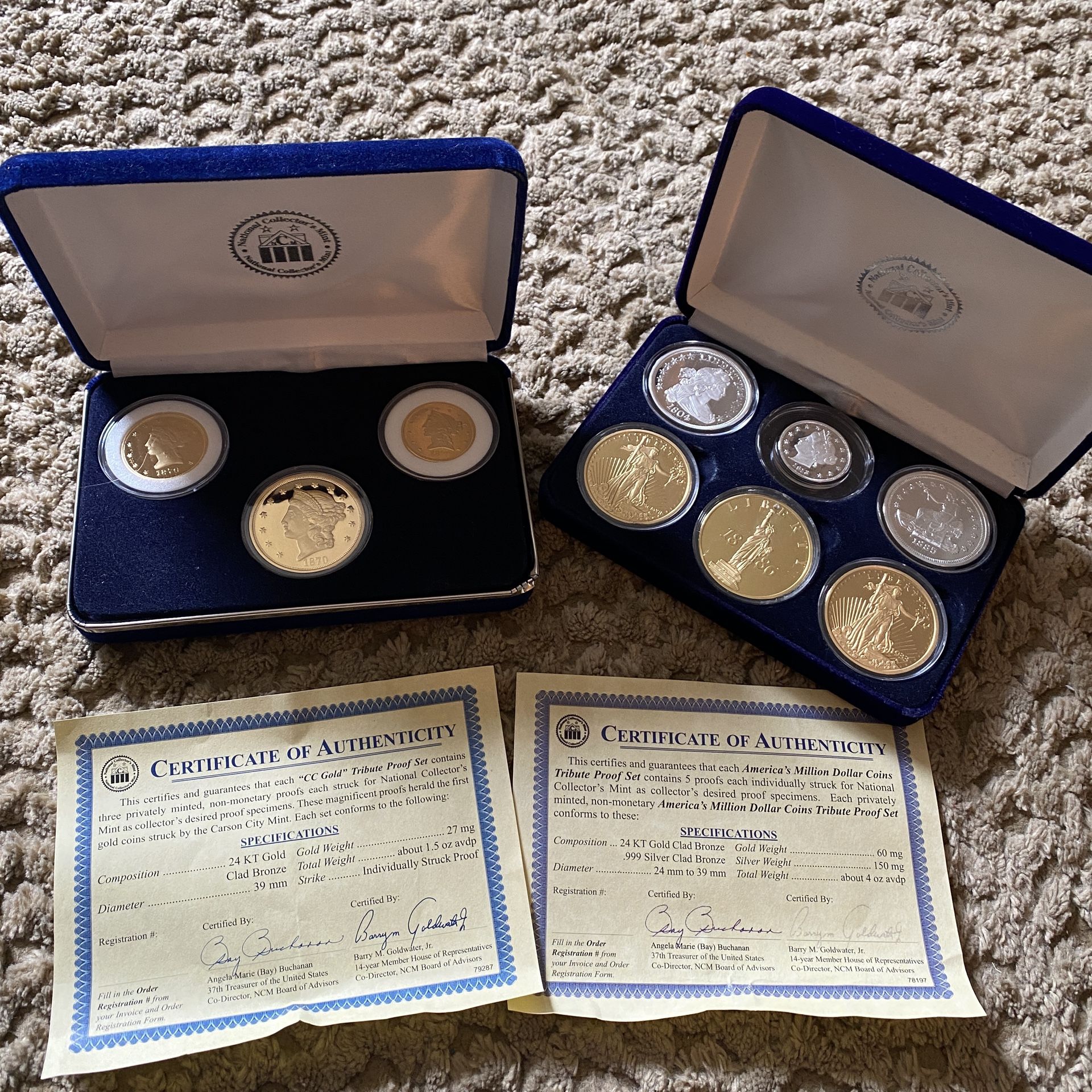 Gold & Silver Coin Reproduction Proof Sets – Tribute Coins w/ COAs