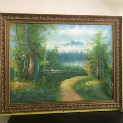 Oil Canvas Of Mountain View 