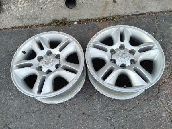 Two lexus GX470 17 inch aluminum wheels. 6 lug, fits toyota. $60 each