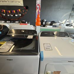 Whirlpool Top Load Washer with Removable Agitator and Gas Dryer 