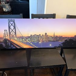 Bay Bridge At Night, Beautiful Canvas Wall Art