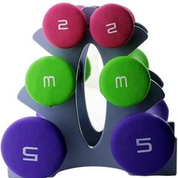 Fitness Tools Thin Arm Dumbbell Set Contains 2/3/5 Pounds Total Three Pairs Plastic Coated Surface Pure Iron Dumbbells Send Brackets Home Fitness