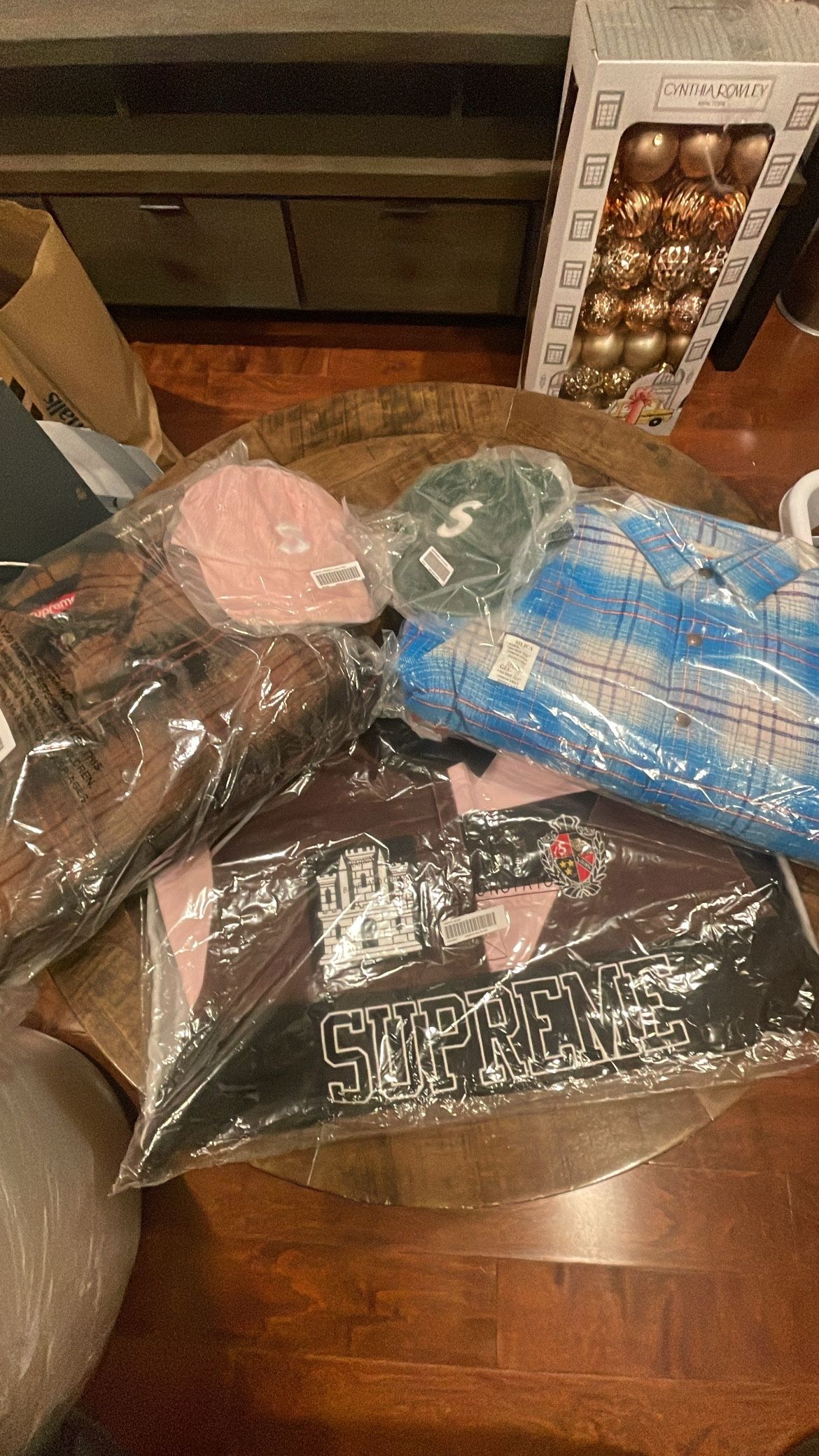 Supreme FW 23” Week 12 Lined Flannel Snap Shirt, Rose Rugby, Corduroy S Logo.