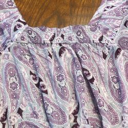 Vintage Purple Paisley Sheer Blouse 