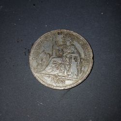 F127 Rare French Indo-China.  1893-A Piastre Lec-273 