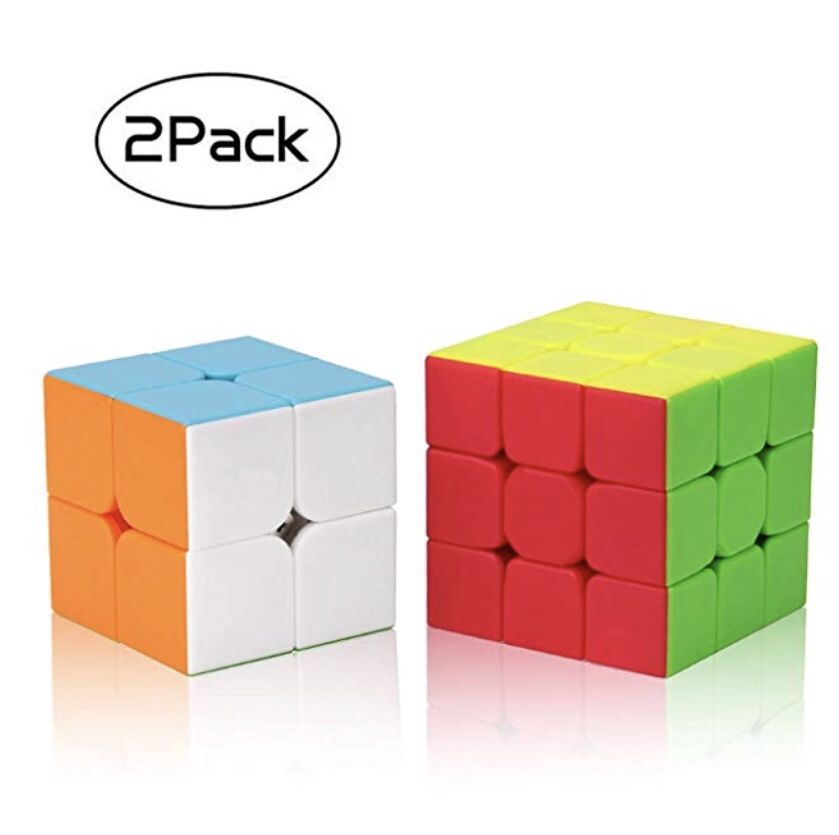 Stickerless Cube Puzzle Bundle Pack, 2x2x2, 3x3x3 Set