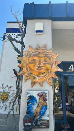 Large Metal Sun Face Wall Decor