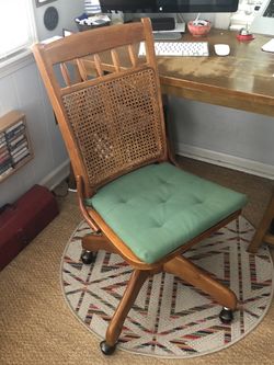Cane back wood office chair