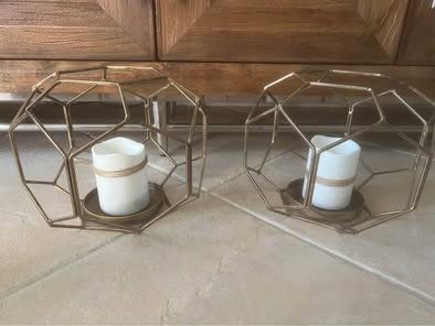 Geometric Candle Holders with Candles, Pier One, Set of Two