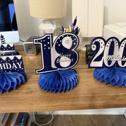 Happy 18th Birthday Blue Decor+FREE🥳