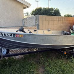 Trailer With A Fishing Boat And Motor 