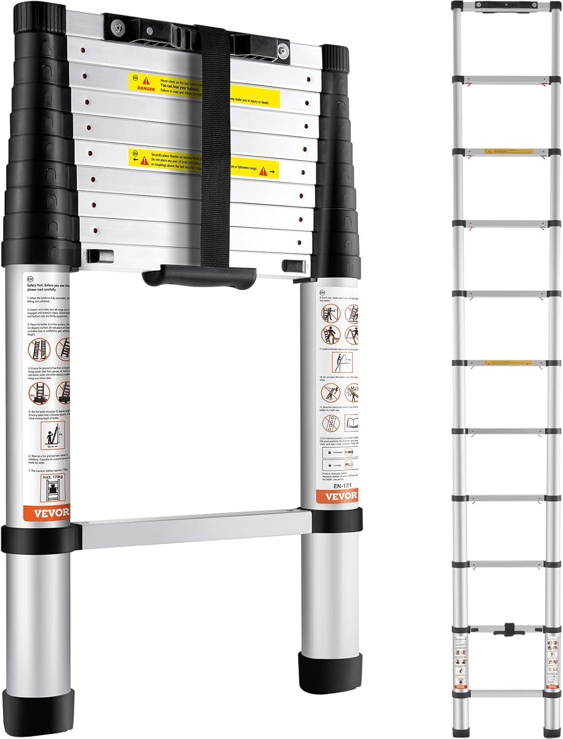 VEVOR Telescoping Ladder, 10.5 FT, One Step Does Not Lock !