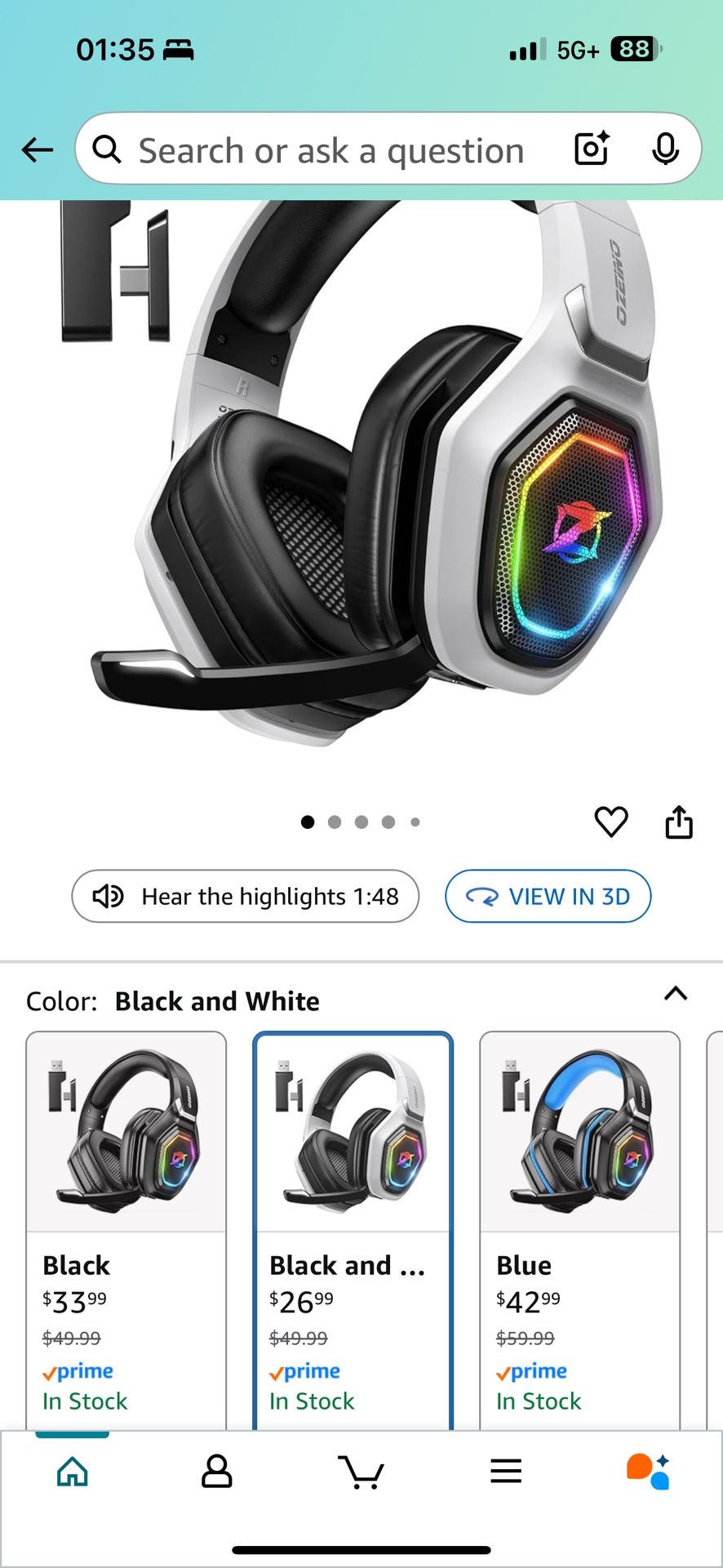 2.4GHz Wireless Gaming Headset for PC, Ps5, Ps4 - Lossless Audio USB & Type-C Ultra Stable Gaming Headphones with Flip Microphone, 40-Hr Battery Gamer