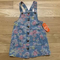 Jean Flowery Overall Dress Size 3T