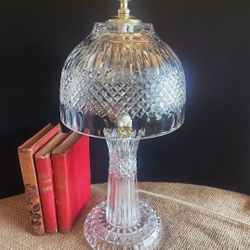 Vintage Diamond Cut Crystal Clear Boudoir Lamp 15.5"×19"