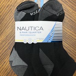 NWT Nautica men’s performance quarter socks 8 pairs
