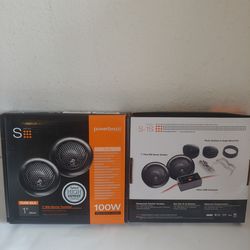 POWERBASS 2 PAIRS 1" SILK DOME TWEETER INLINE 12 DB CROSSOVER CAR TWEETER 100 WATTS HIGH OUTPUT