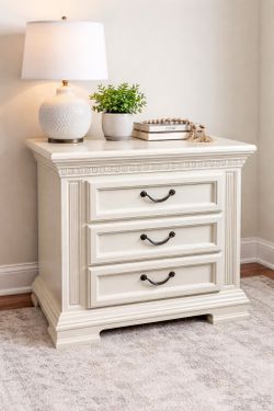 One Elegant Cream Nightstand / End Table - Solid & Stylish