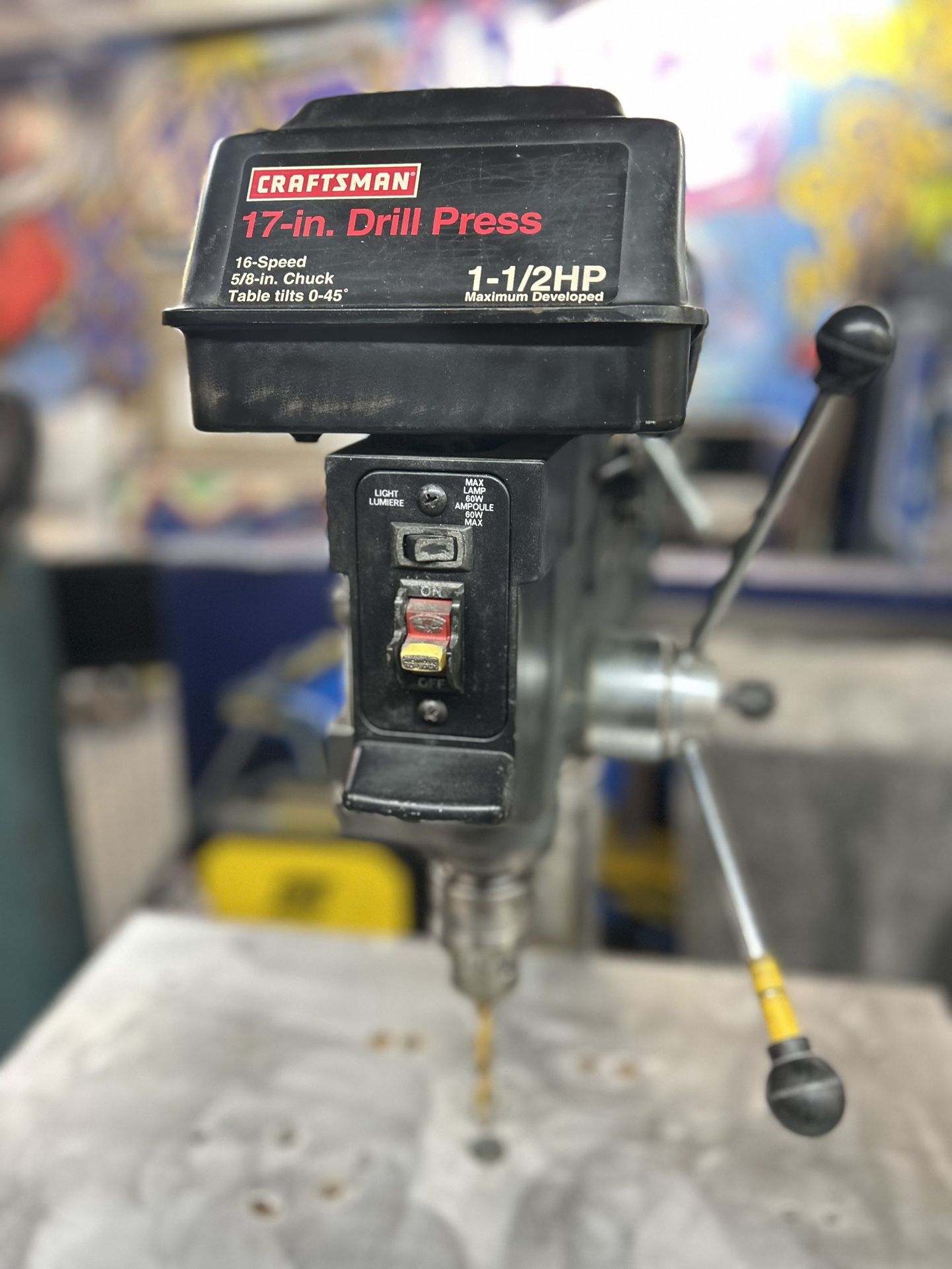 Craftsman 17” Drill Press “- 16 Speed 5/8” Chuck 45 Degree Table Tilt