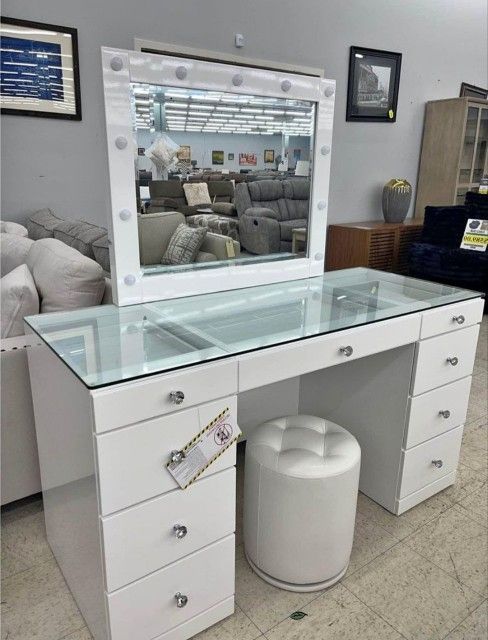 💋Avery White Vanity With Stool/Different Color Black