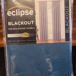 Eclipse Phoenix Solid Color Blackout Rod Pocket Panel Pair Set of 2 Teal Blue Ne